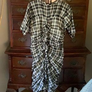 Isabel Marant ruched front and back black plaid size 2 Lined Cotton